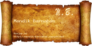 Mendik Barnabás névjegykártya
